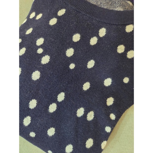 A New Day Navy Blue White Polka Dot Knit Sweater Women's Size L Crew Neck - Picture 3 of 7
